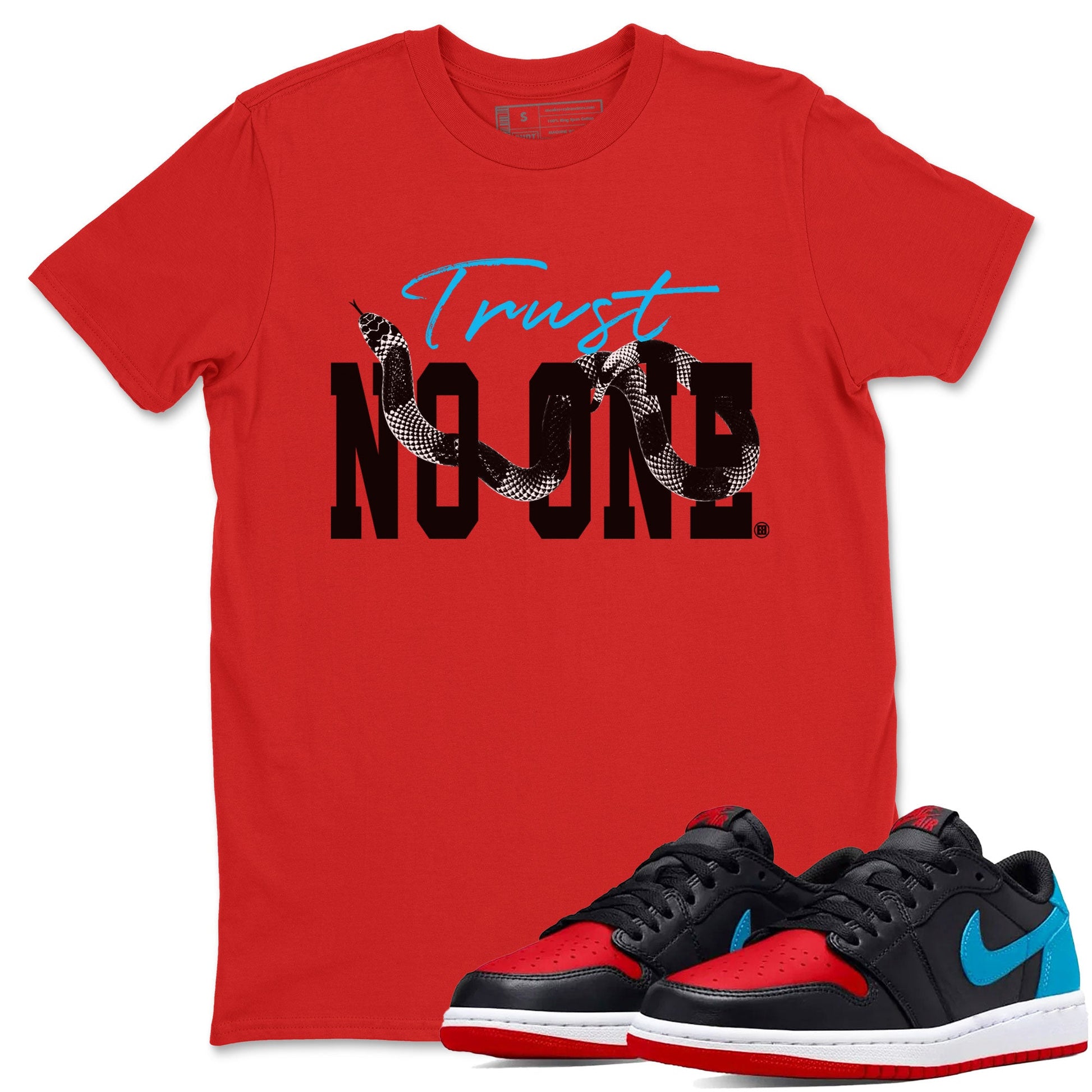 Jordan 1 Low UNC to Chicago shirt to match jordans Trust No One sneaker tees Air Jordan 1 UNC to Chicago SNRT Sneaker Release Tees Unisex Red 1 T-Shirt