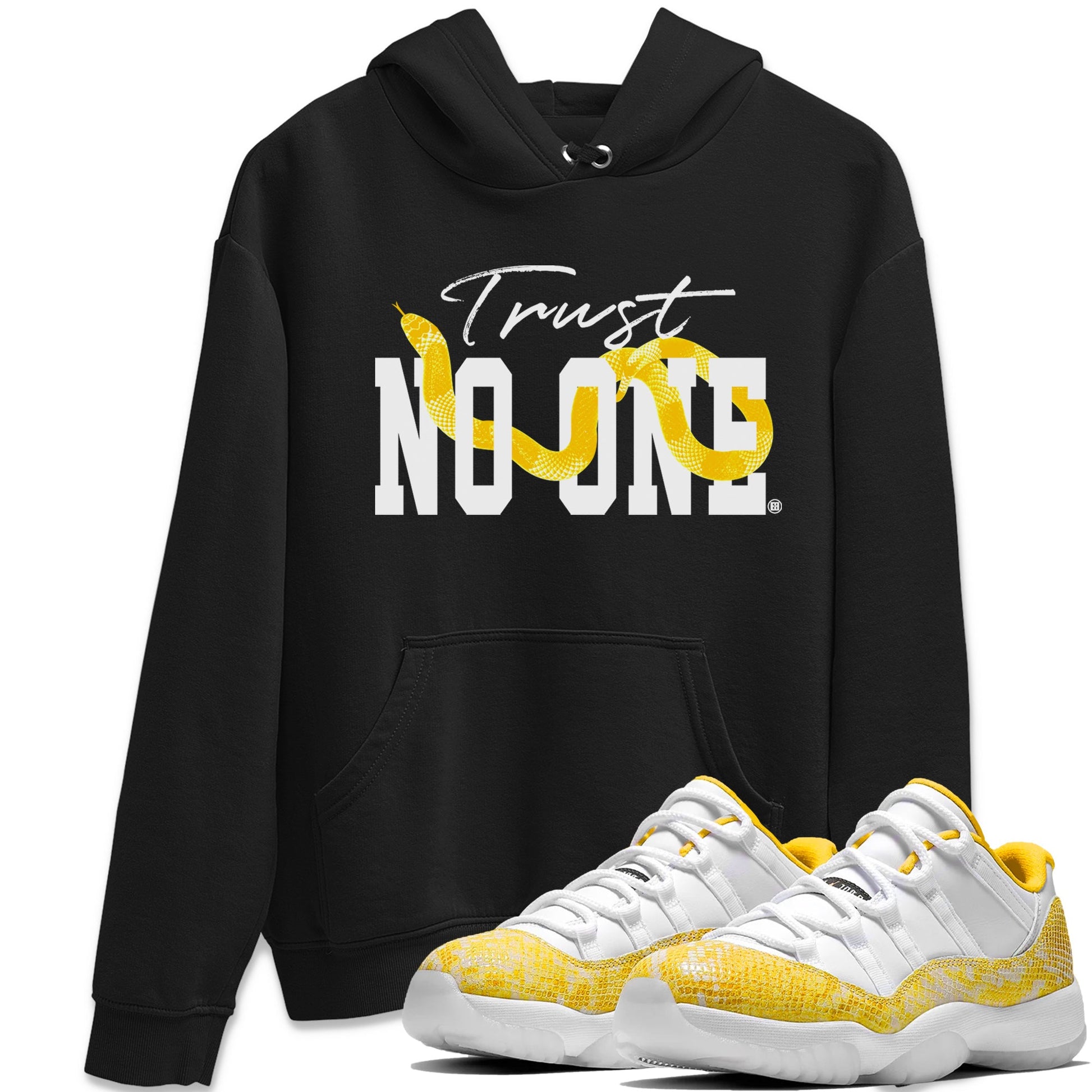 Air Jordan 11 Yellow Python Sneaker Match Tees Trust No One Sneaker Tees Air Jordan 11 Yellow Snakeskin Tee Unisex Shirts Black 1