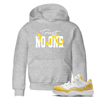 Air Jordan 11 Yellow Python Sneaker Match Tees Trust No One Sneaker Tees Air Jordan 11 Yellow Snakeskin Tee Kids Shirts Heather Grey 1