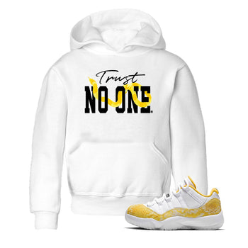 Air Jordan 11 Yellow Python Sneaker Match Tees Trust No One Sneaker Tees Air Jordan 11 Yellow Snakeskin Tee Kids Shirts White 1