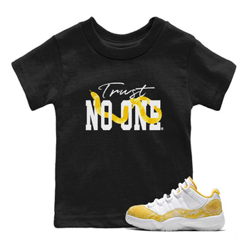 Air Jordan 11 Yellow Python Sneaker Match Tees Trust No One Sneaker Tees Air Jordan 11 Yellow Snakeskin Tee Kids Shirts Black 1