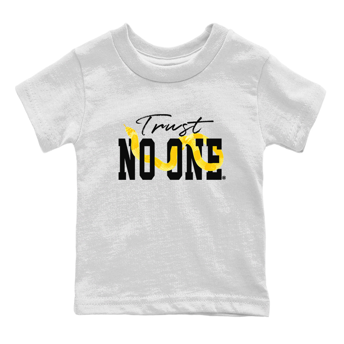 Air Jordan 11 Yellow Python Sneaker Match Tees Trust No One Sneaker Tees Air Jordan 11 Yellow Snakeskin Tee Kids Shirts White 2