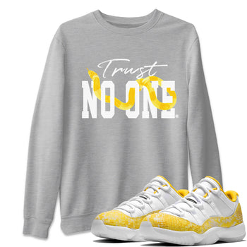 Air Jordan 11 Yellow Python Sneaker Match Tees Trust No One Sneaker Tees Air Jordan 11 Yellow Snakeskin Tee Unisex Shirts Heather Grey 1