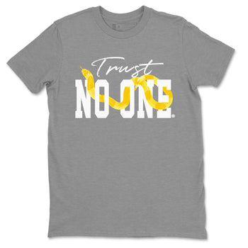 Air Jordan 11 Yellow Python Sneaker Match Tees Trust No One Sneaker Tees Air Jordan 11 Yellow Snakeskin Tee Unisex Shirts Heather Grey 2