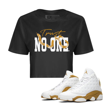 Jordan Retro 13 Wheat Sneaker Matching Tee Trust No One Sneaker Tees Air Jordan 13 Wheat Sneaker Release Tees Women's Shirts Black 1