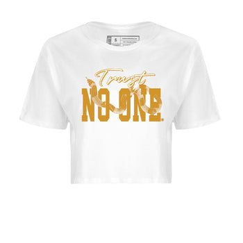 Jordan Retro 13 Wheat Sneaker Matching Tee Trust No One Sneaker Tees Air Jordan 13 Wheat Sneaker Release Tees Women's Shirts White 2
