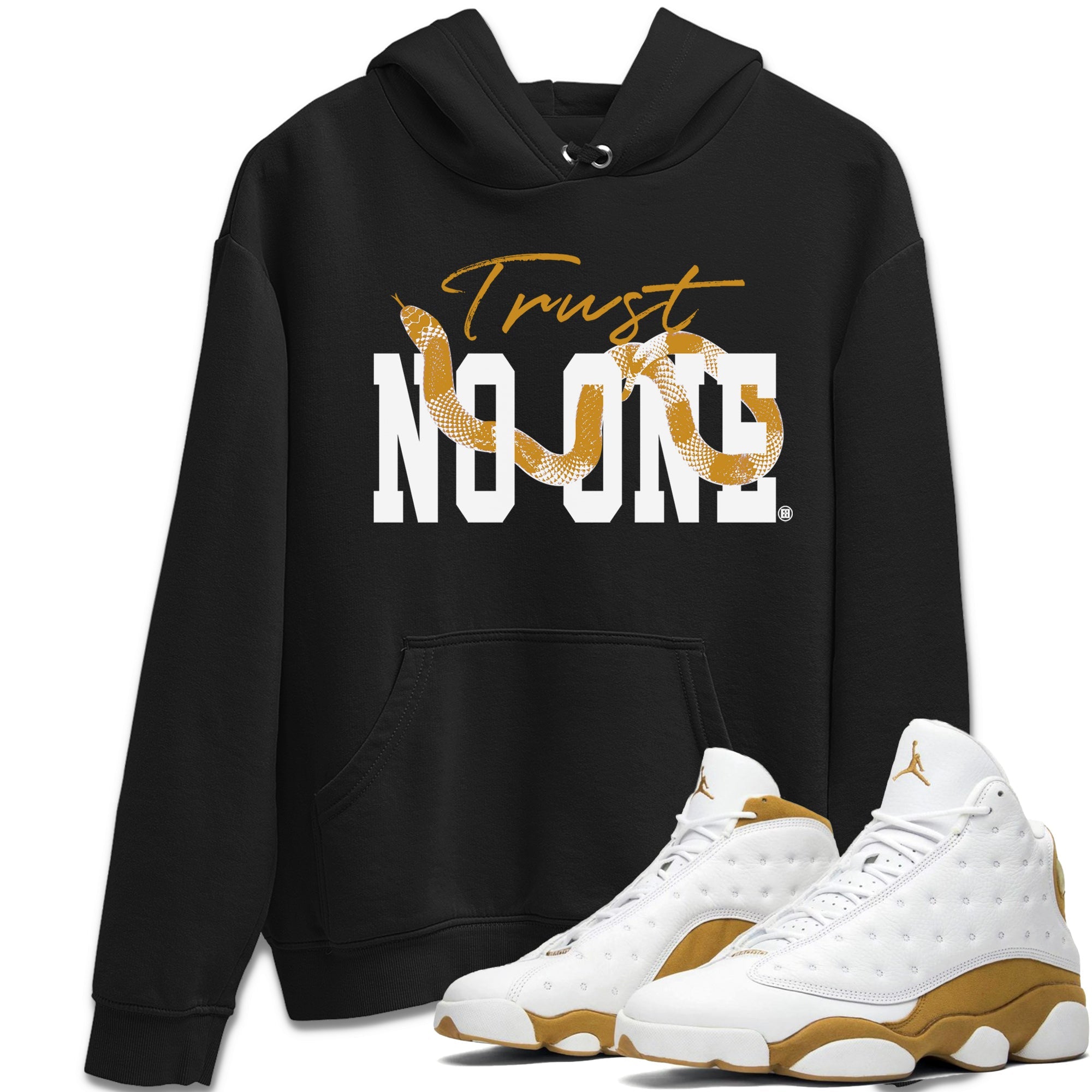 Jordan Retro 13 Wheat Sneaker Matching Tee Trust No One Sneaker Tees 13 Wheat Sneaker T-Shirt Unisex Shirts Black 1