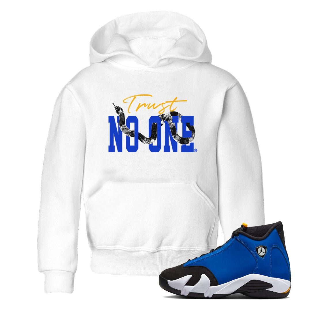Air Jordan 14 Laney Sneaker Match Tees Trust No One Sneaker Tees Jordan 14 Laney Sneaker Release Tees Kids Shirts White 1