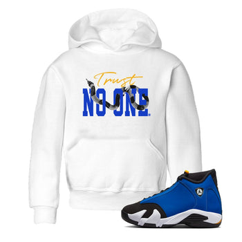 Air Jordan 14 Laney Sneaker Match Tees Trust No One Sneaker Tees Jordan 14 Laney Sneaker Release Tees Kids Shirts White 1