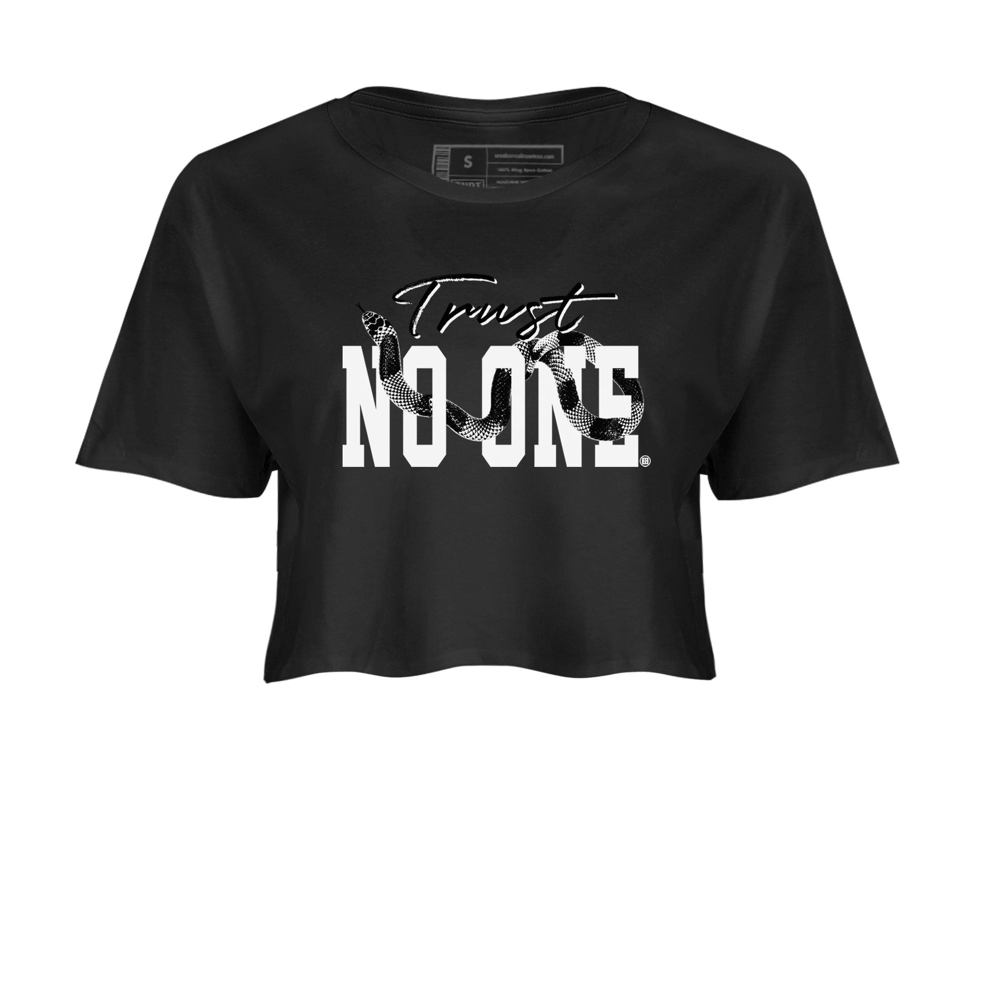 14s Panda shirt to match jordans Trust No One sneaker match tee Air Jordan 14 Panda AJ14 Black White SNRT Sneaker Tees Black 2 women's crop tee