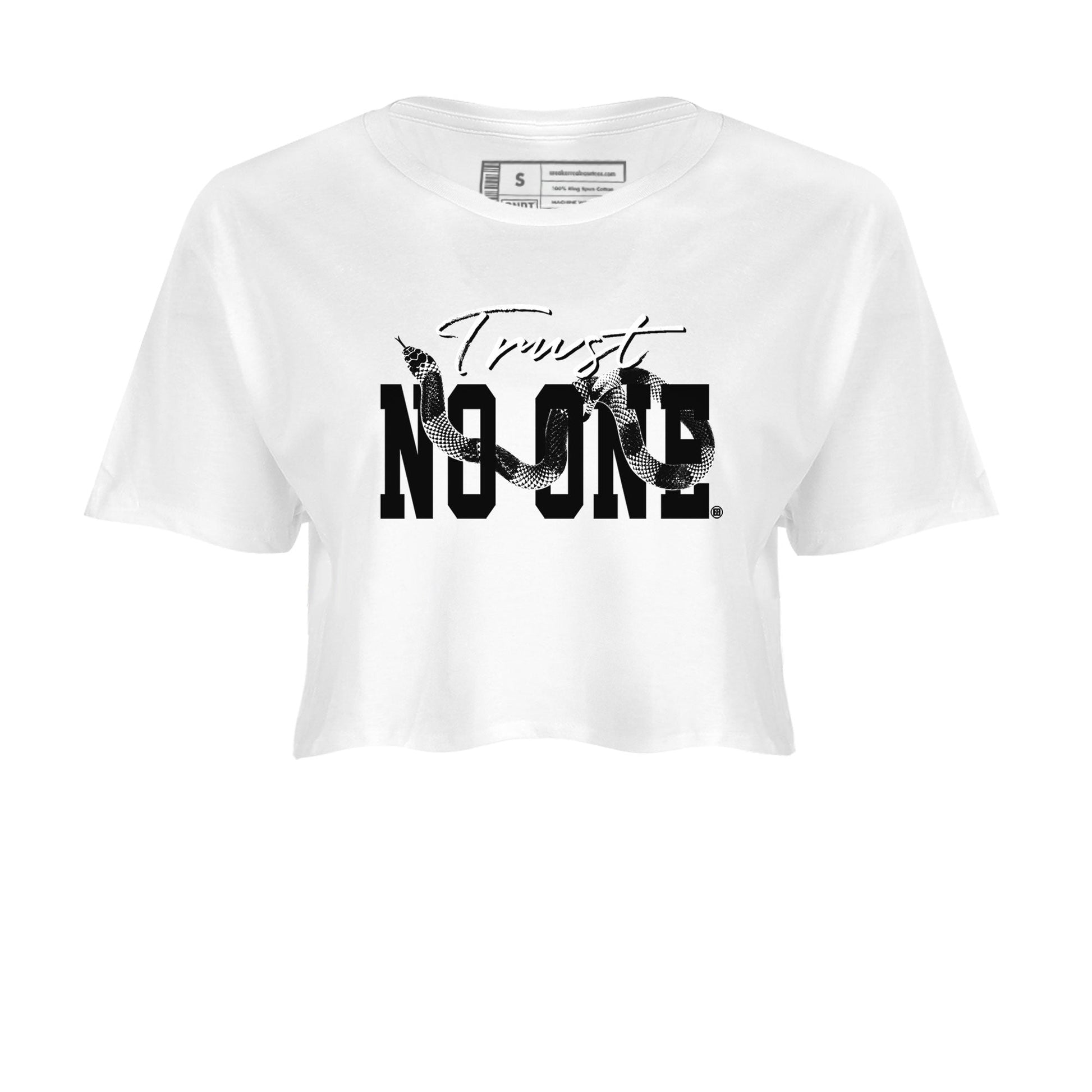 14s Panda shirt to match jordans Trust No One sneaker match tee Air Jordan 14 Panda AJ14 Black White SNRT Sneaker Tees White 2 women's crop tee