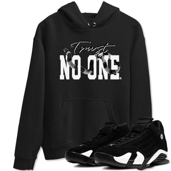 14s Panda shirt to match jordans Trust No One sneaker match tee Air Jordan 14 Panda AJ14 Black White SNRT Sneaker Tees unisex cotton Black 1 crew neck shirt