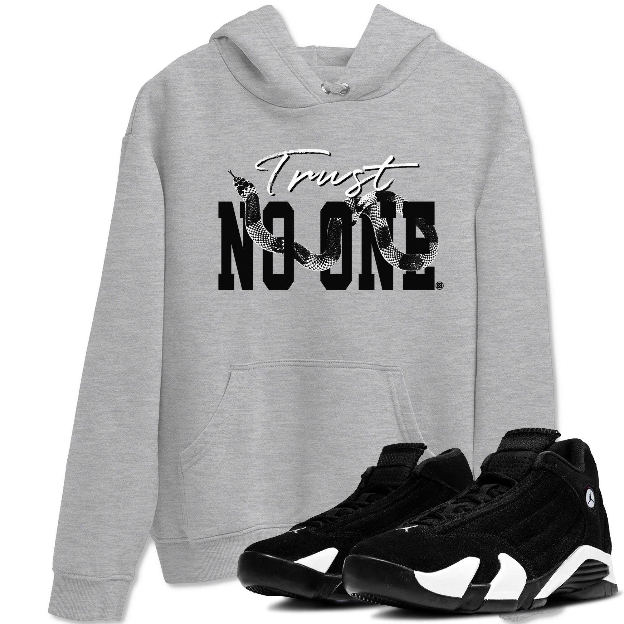14s Panda shirt to match jordans Trust No One sneaker match tee Air Jordan 14 Panda AJ14 Black White SNRT Sneaker Tees unisex cotton Heather Grey 1 crew neck shirt