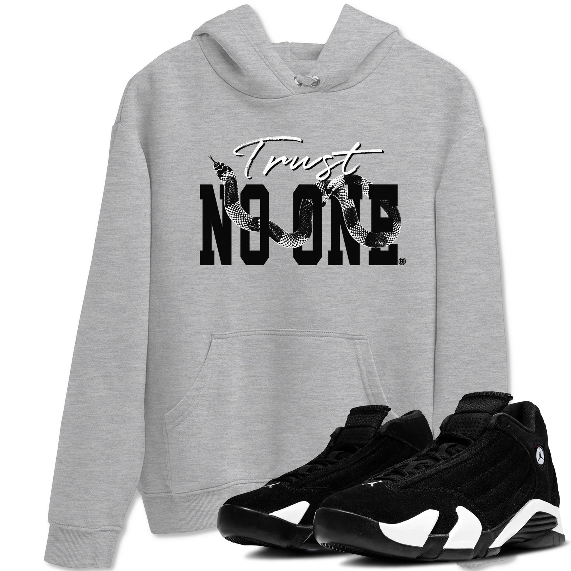 14s Panda shirt to match jordans Trust No One sneaker match tee Air Jordan 14 Panda AJ14 Black White SNRT Sneaker Tees unisex cotton Heather Grey 1 crew neck shirt
