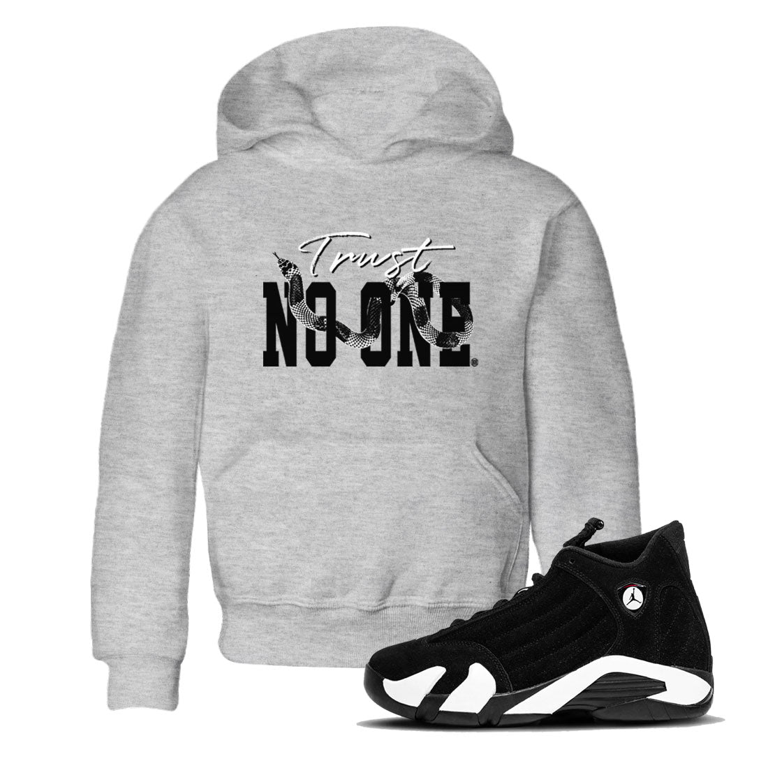 14s Panda shirt to match jordans Trust No One sneaker match tee Air Jordan 14 Panda AJ14 Black White SNRT Sneaker Tees baby toddler Heather Grey 1 cotton Shirt