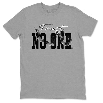 14s Panda shirt to match jordans Trust No One sneaker match tee Air Jordan 14 Panda AJ14 Black White SNRT Sneaker Tees unisex cotton Heather Grey 2 crew neck shirt