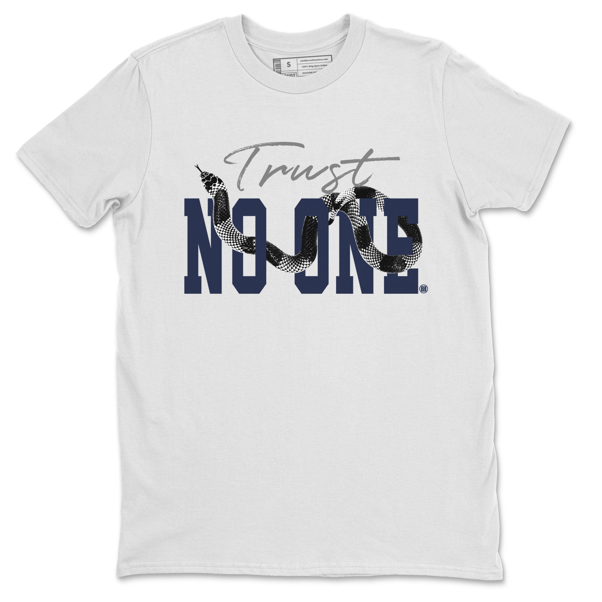 Air Jordan 5 Retro Midnight Navy shirt to match jordans Trust No One sneaker tees Air Jordan 5 Midnight Navy SNRT Sneaker Release Tees Unisex White 2 T-Shirt