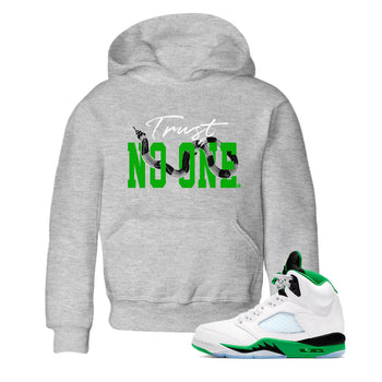 Air Jordan 5 Retro Lucky Green shirt to match jordans Trust No One sneaker tees streetwear brand Air Jordan 5 Lucky Green SNRT sneaker release tees baby toddler Heather Grey 1 cotton Shirt