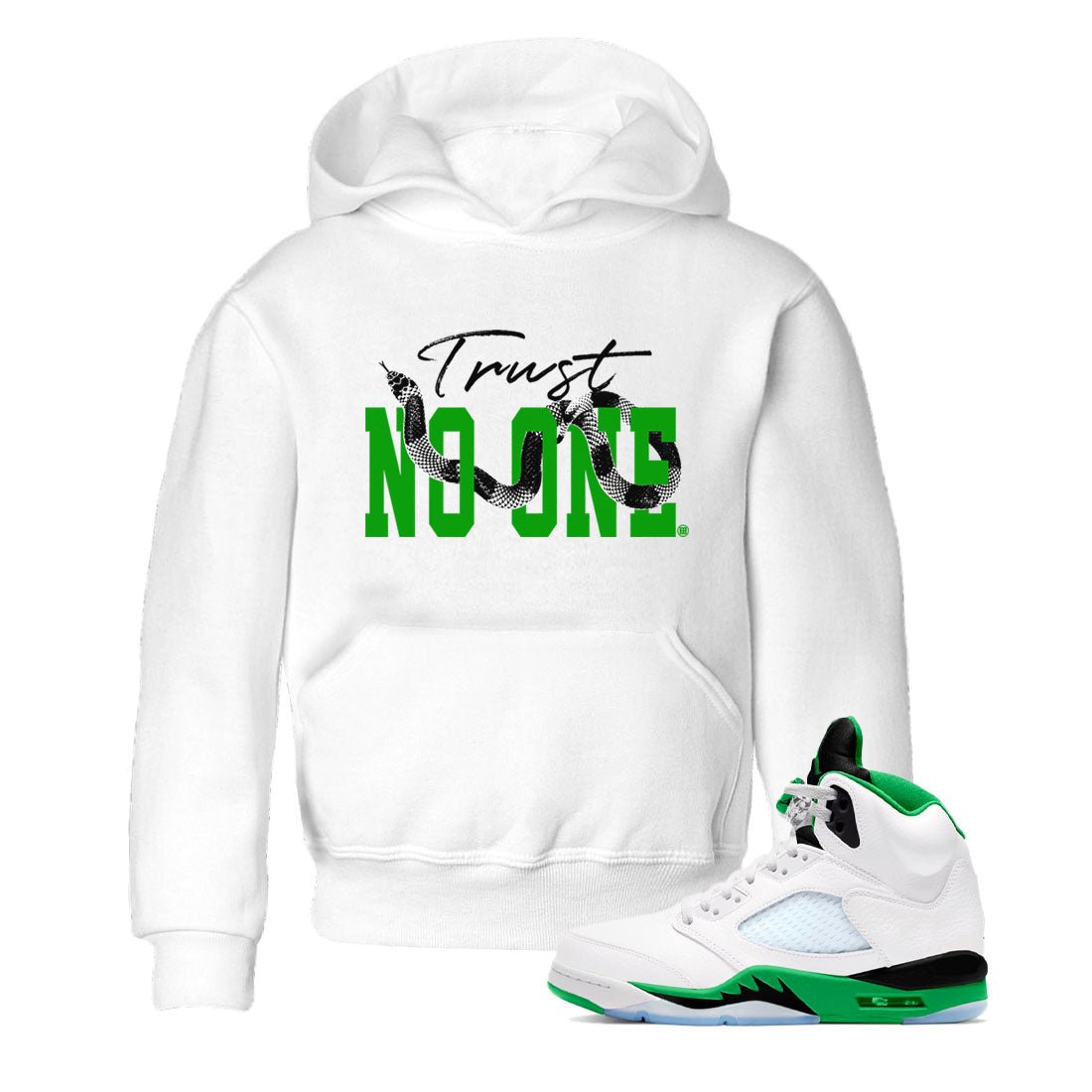 Air Jordan 5 Retro Lucky Green shirt to match jordans Trust No One sneaker tees streetwear brand Air Jordan 5 Lucky Green SNRT sneaker release tees baby toddler White 1 cotton Shirt