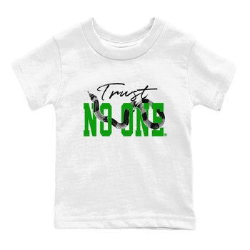 Air Jordan 5 Retro Lucky Green shirt to match jordans Trust No One sneaker tees streetwear brand Air Jordan 5 Lucky Green SNRT sneaker release tees baby toddler White 2 cotton Shirt