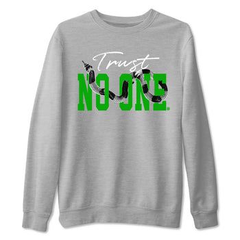 Air Jordan 5 Retro Lucky Green shirt to match jordans Trust No One sneaker tees streetwear brand Air Jordan 5 Lucky Green SNRT Sneaker Release Tees unisex cotton Heather Grey 2 crew neck shirt