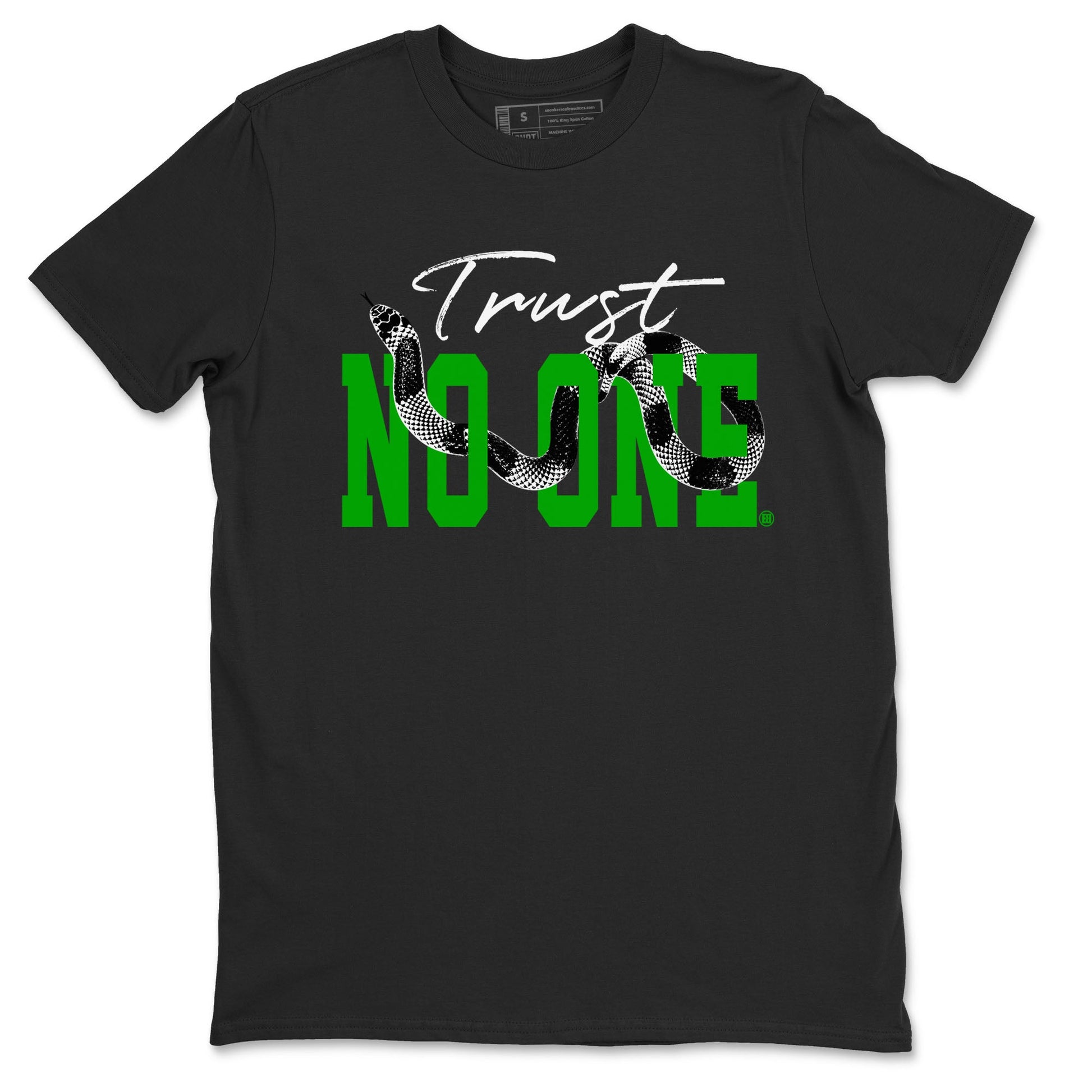 Air Jordan 5 Retro Lucky Green shirt to match jordans Trust No One sneaker tees streetwear brand Air Jordan 5 Lucky Green SNRT Sneaker Release Tees unisex cotton Black 2 crew neck shirt