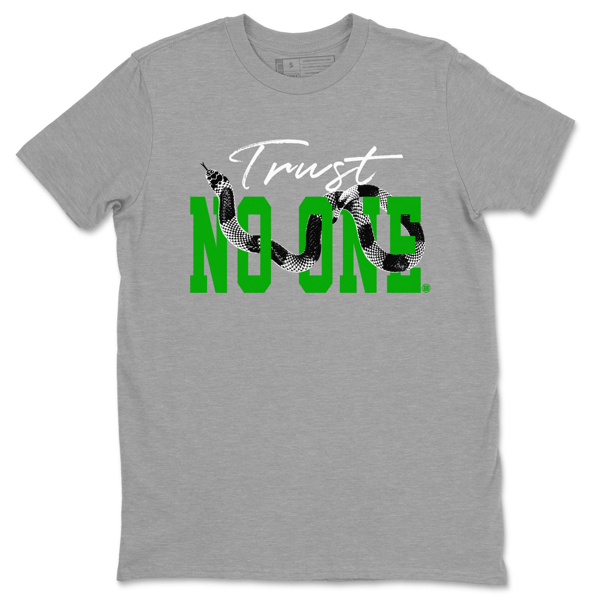 Air Jordan 5 Retro Lucky Green shirt to match jordans Trust No One sneaker tees streetwear brand Air Jordan 5 Lucky Green SNRT Sneaker Release Tees unisex cotton Heather Grey 2 crew neck shirt