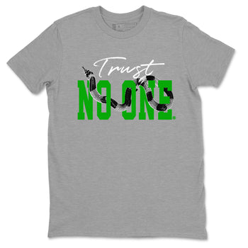 Air Jordan 5 Retro Lucky Green shirt to match jordans Trust No One sneaker tees streetwear brand Air Jordan 5 Lucky Green SNRT Sneaker Release Tees unisex cotton Heather Grey 2 crew neck shirt