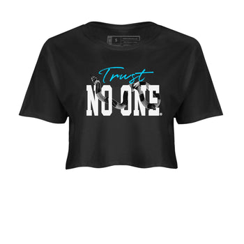 9s Powder Blue shirt to match jordans Trust No One sneaker tees Air Jordan 9 Powder Blue SNRT Sneaker Release Tees Black 2 crop length shirt