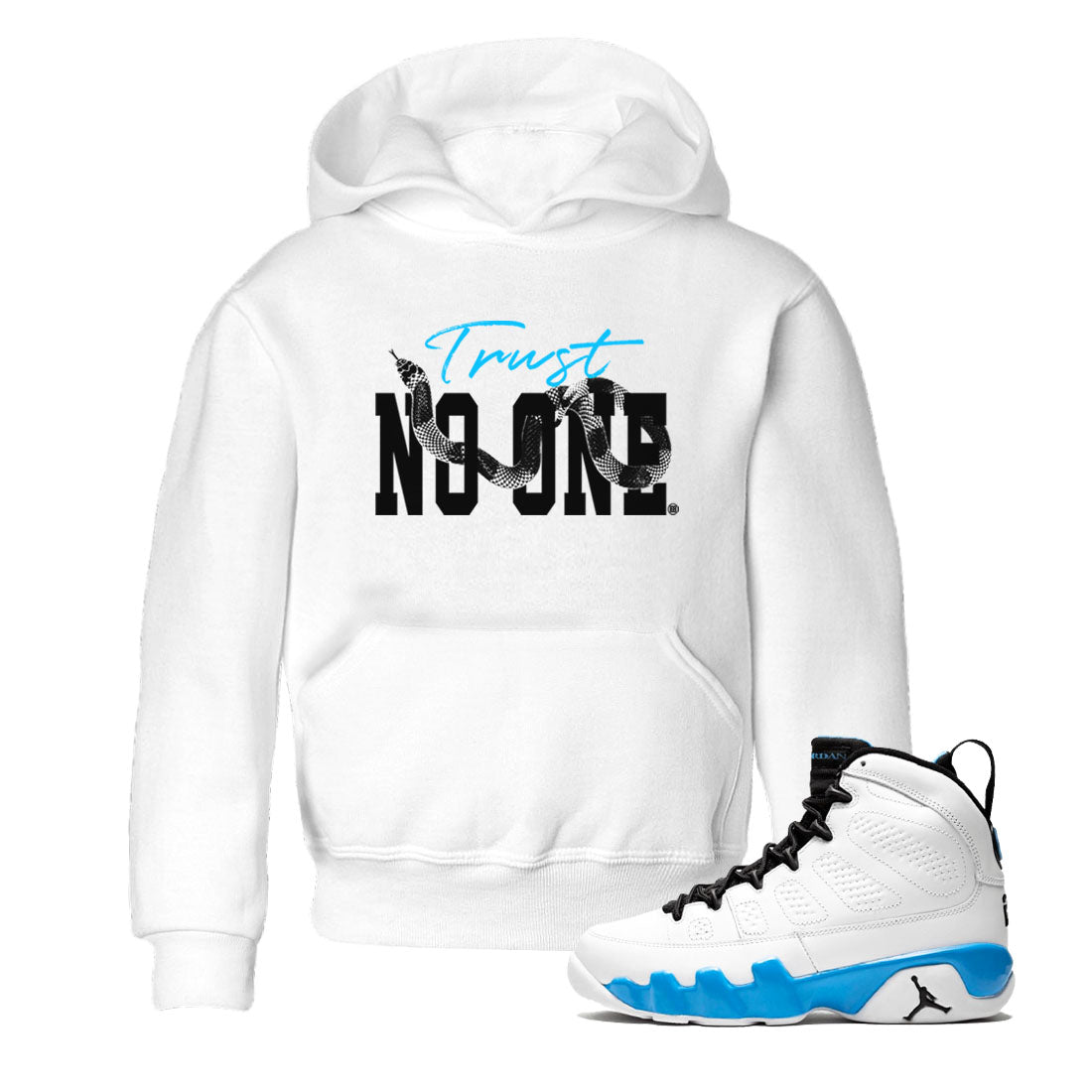 9s Powder Blue shirt to match jordans Trust No One sneaker tees Air Jordan 9 Powder Blue SNRT sneaker release tees baby toddler White 1 cotton Shirt
