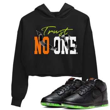 Dunk Mid Premium shirt to match jordans Trust No One sneaker tees Special Halloween Costume Dunk Mid Halloween SNRT Sneaker Tees Black 1 Crop T-Shirt