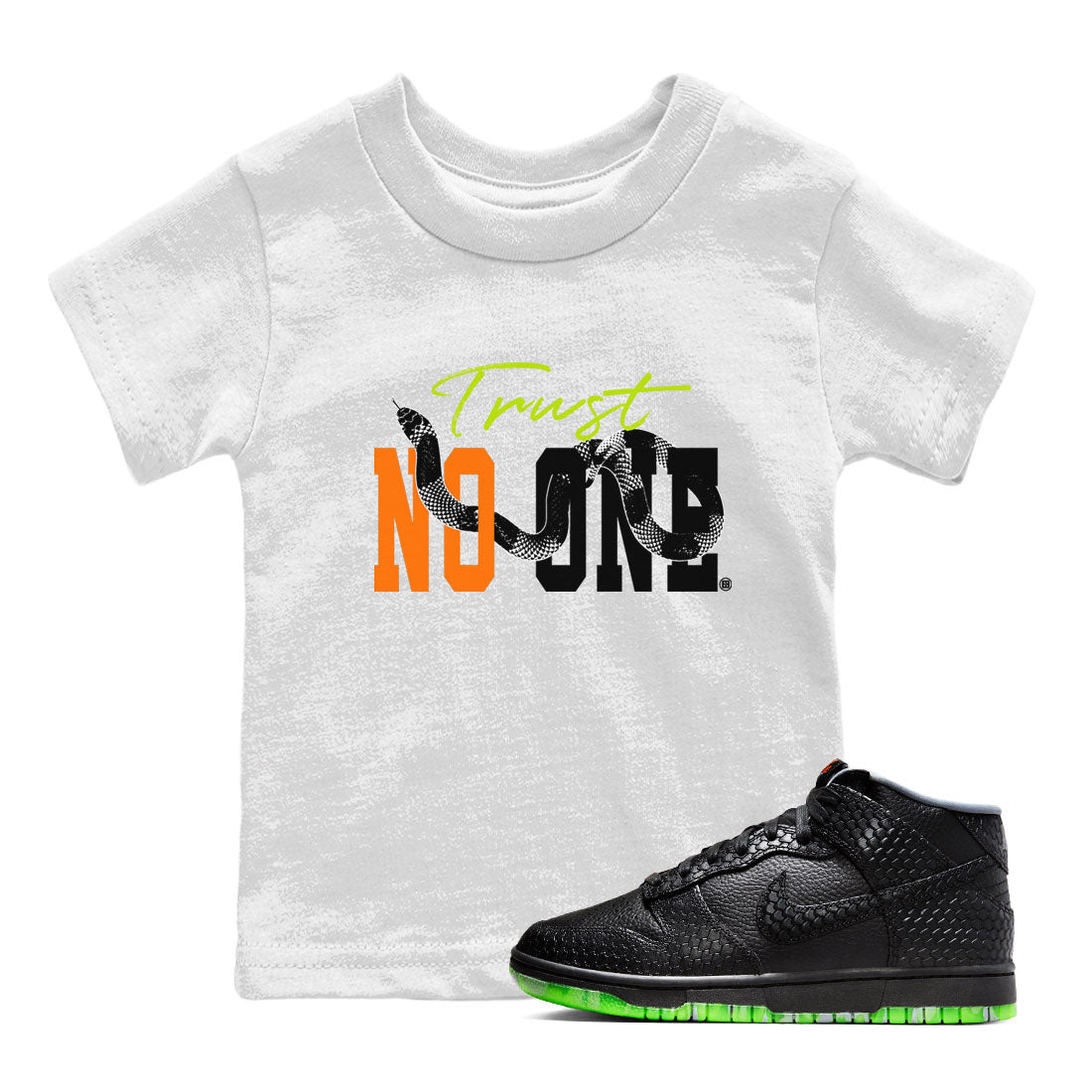 Dunk Mid Premium shirt to match jordans Trust No One sneaker tees Special Halloween Costume Dunk Mid Halloween SNRT Sneaker Tees Baby Toddler White 1 T-Shirt