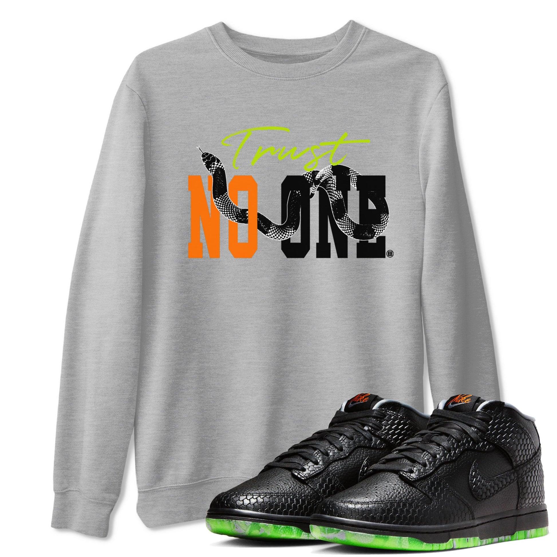 Dunk Mid Premium shirt to match jordans Trust No One sneaker tees Special Halloween Costume Dunk Mid Halloween SNRT Sneaker Tees Unisex Heather Grey 1 T-Shirt