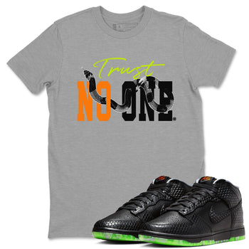 Dunk Mid Premium shirt to match jordans Trust No One sneaker tees Special Halloween Costume Dunk Mid Halloween SNRT Sneaker Tees Unisex Heather Grey 1 T-Shirt