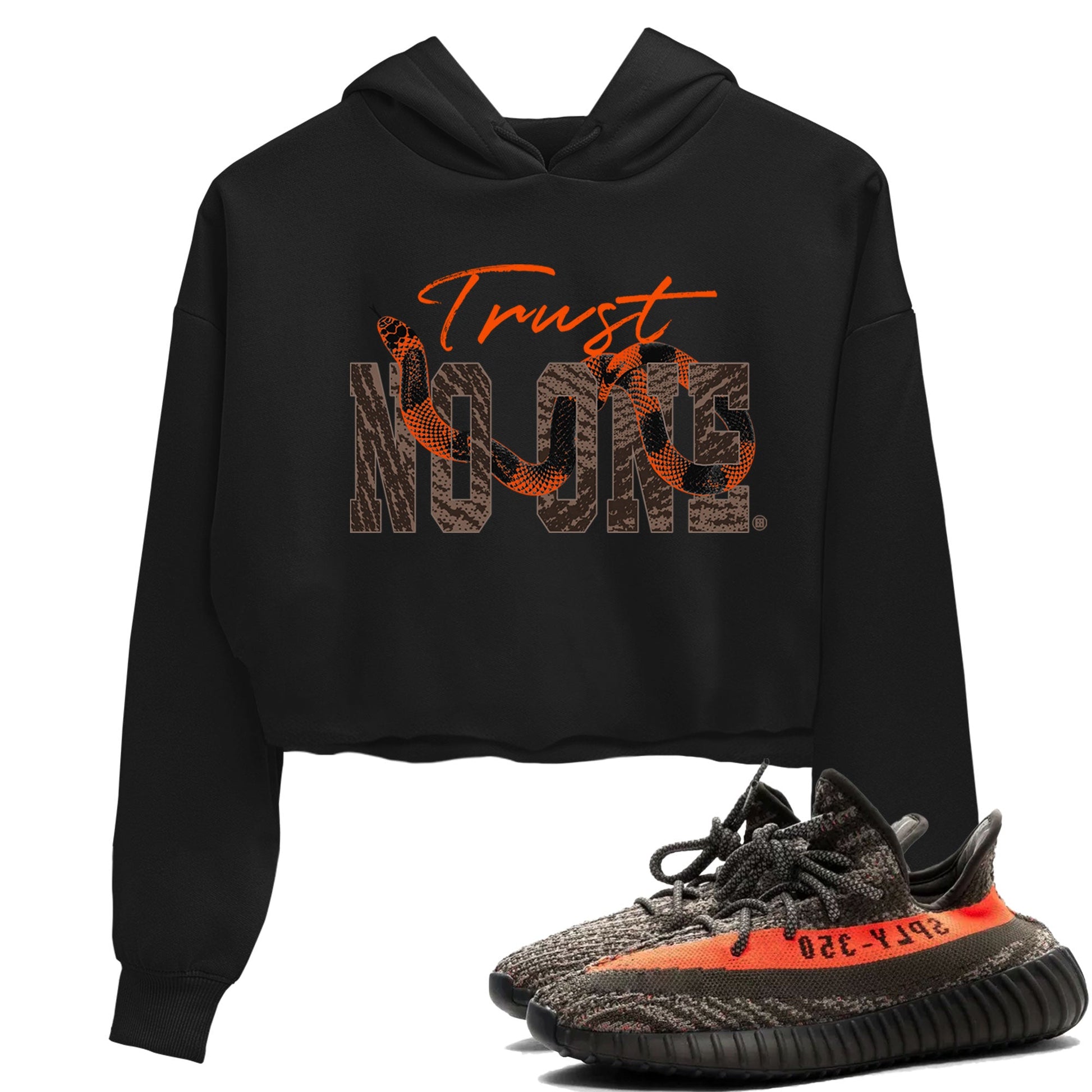 Yeezy Boost 350 Carbon Beluga shirt to match jordans Trust No One sneaker tees Yeezy 350 Carbon Beluga SNRT Sneaker Release Tees Crew Neck T-ShirtBlack 1 Crop T-Shirt