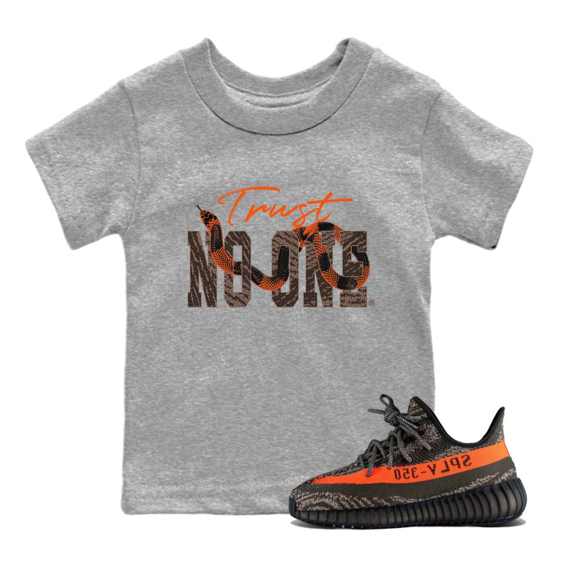 Yeezy Boost 350 Carbon Beluga shirt to match jordans Trust No One sneaker tees Yeezy 350 Carbon Beluga SNRT Sneaker Release Tees Crew Neck T-ShirtBaby Toddler Heather Grey 1 T-Shirt