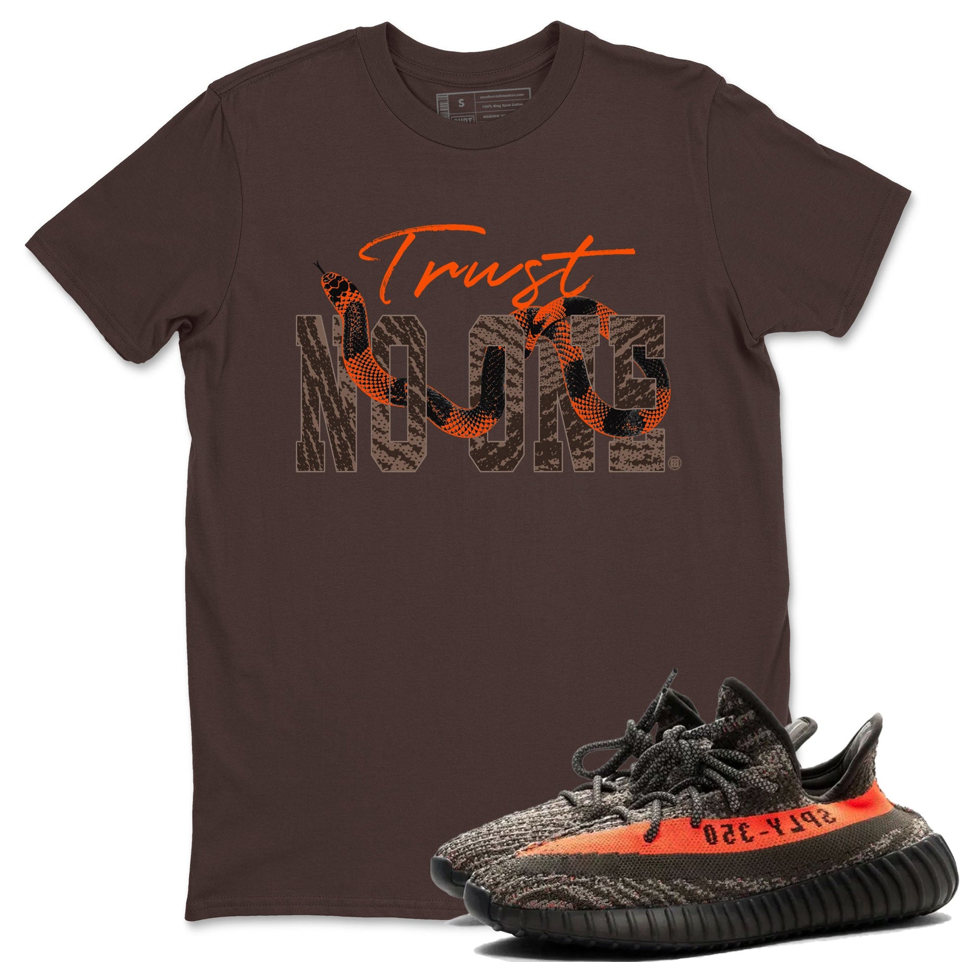 Yeezy Boost 350 Carbon Beluga shirt to match jordans Trust No One sneaker tees Yeezy 350 Carbon Beluga SNRT Sneaker Release Tees Crew Neck T-ShirtUnisex Dark Chocolate 1 T-Shirt
