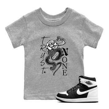 1s Black White shirt to match jordans Trust None sneaker tees Air Jordan 1 Black White SNRT sneaker release tees baby toddler Heather Grey 1 cotton Shirt