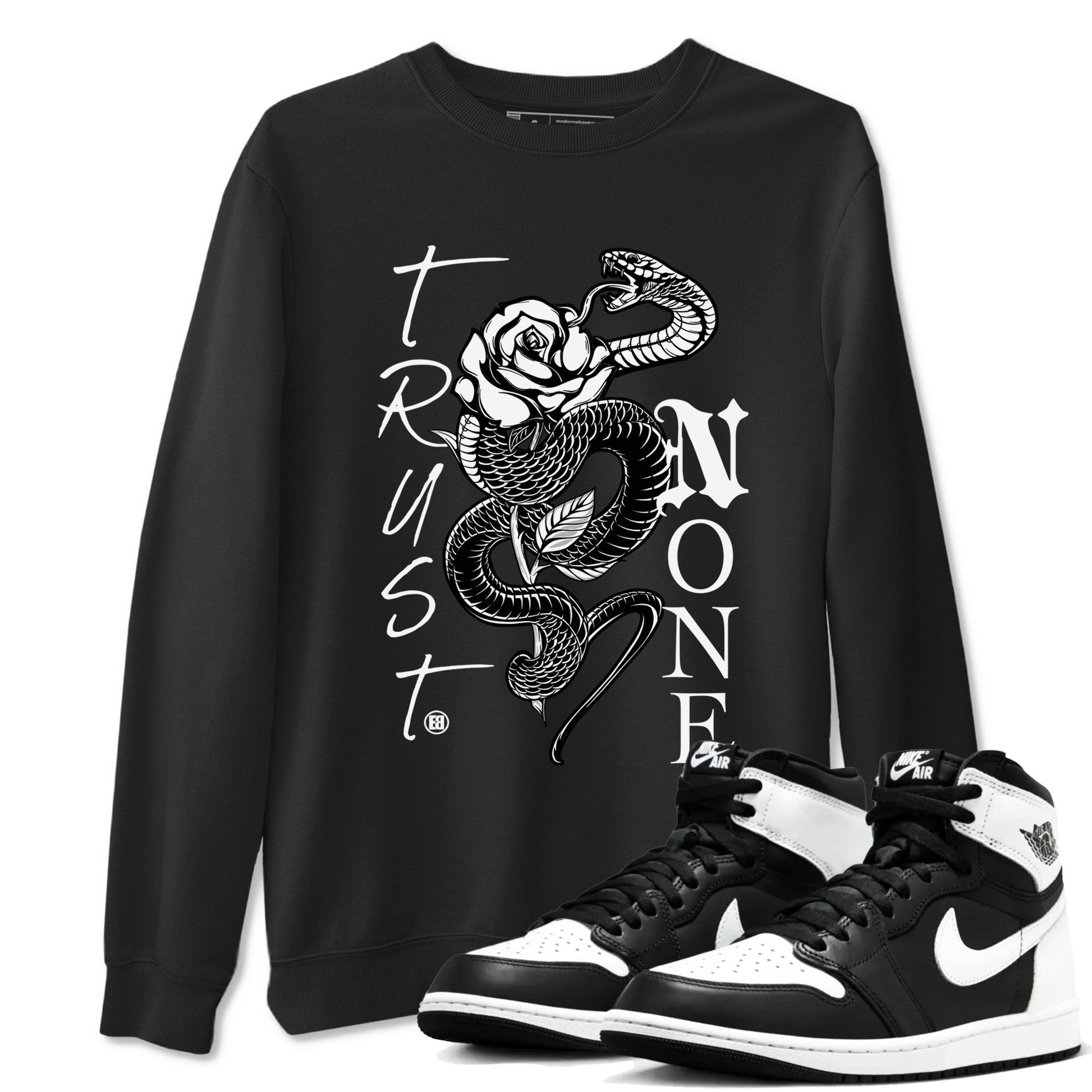 1s Black White shirt to match jordans Trust None sneaker tees Air Jordan 1 Black White SNRT Sneaker Release Tees unisex cotton Black 1 crew neck shirt