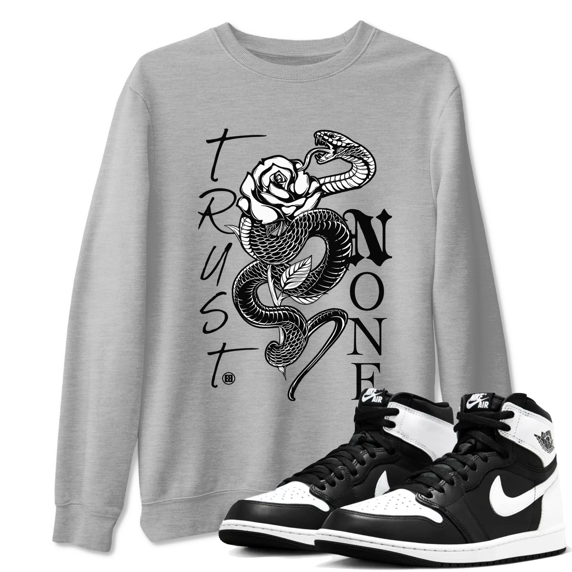 1s Black White shirt to match jordans Trust None sneaker tees Air Jordan 1 Black White SNRT Sneaker Release Tees unisex cotton Heather Grey 1 crew neck shirt