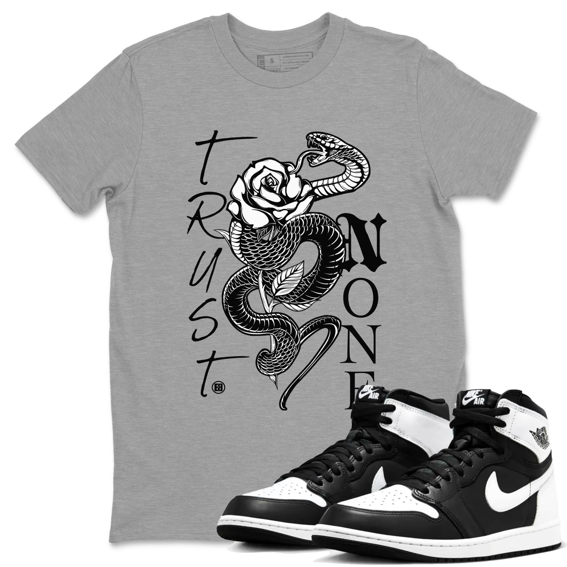 1s Black White shirt to match jordans Trust None sneaker tees Air Jordan 1 Black White SNRT Sneaker Release Tees unisex cotton Heather Grey 1 crew neck shirt