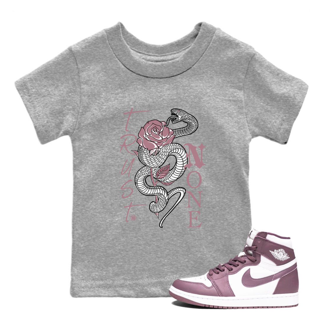Air Jordan 1 High OG WMNS Mauve shirt to match jordans Trust None sneaker tees Air Jordan 1 Mauve SNRT Sneaker Release Tees Baby Toddler Heather Grey 1 T-Shirt