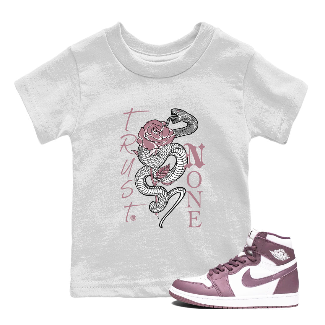 Air Jordan 1 High OG WMNS Mauve shirt to match jordans Trust None sneaker tees Air Jordan 1 Mauve SNRT Sneaker Release Tees Baby Toddler White 1 T-Shirt