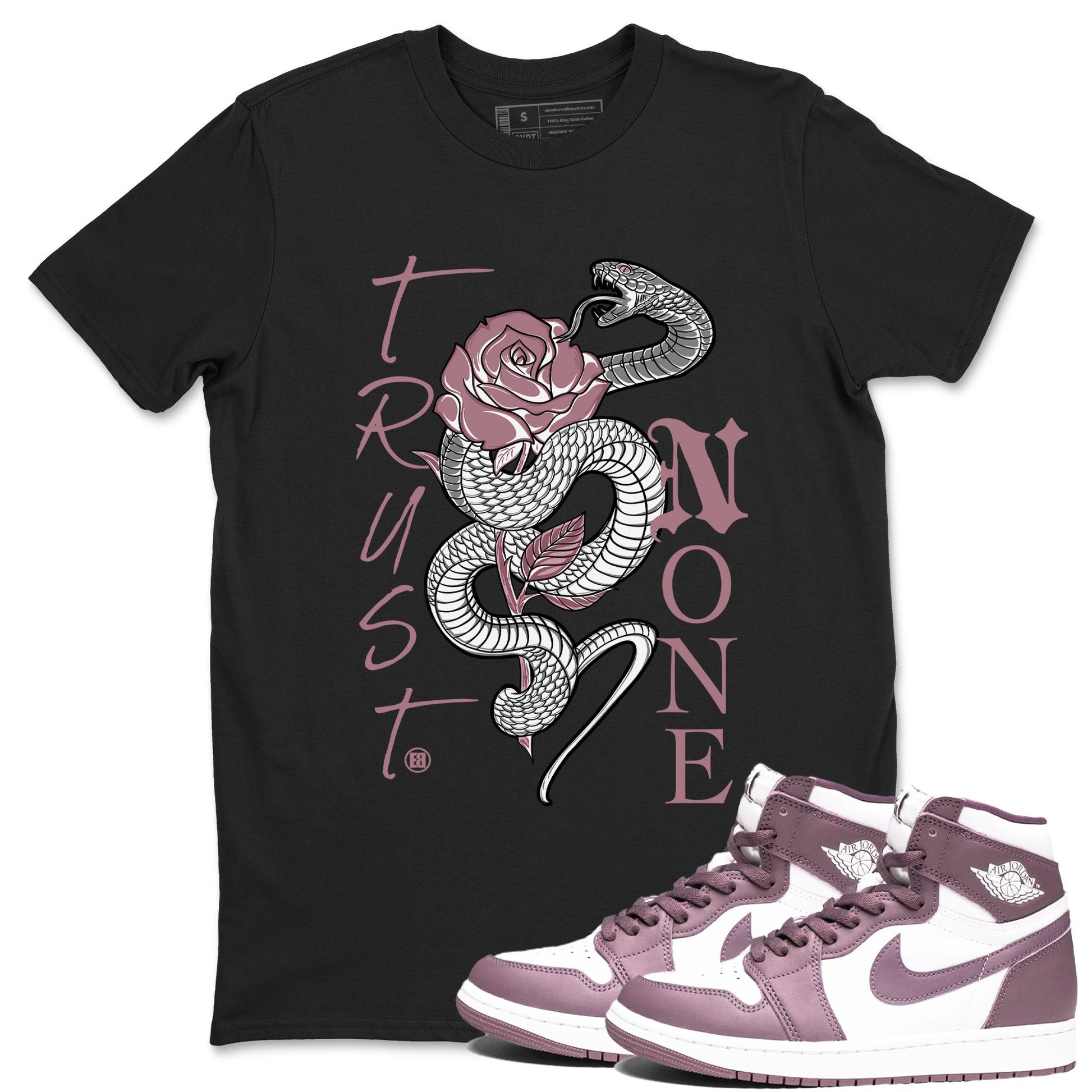 Air Jordan 1 High OG WMNS Mauve shirt to match jordans Trust None sneaker tees Air Jordan 1 Mauve SNRT Sneaker Release Tees Unisex Black 1 T-Shirt