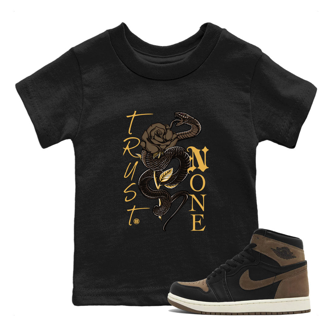 Air Jordan 1 Palomino shirt to match jordans Trust None sneaker tees Crew Neck Jordan 1 Retro High OG Palomino SNRT Sneaker Release Tees Baby Toddler Black 1 T-Shirt