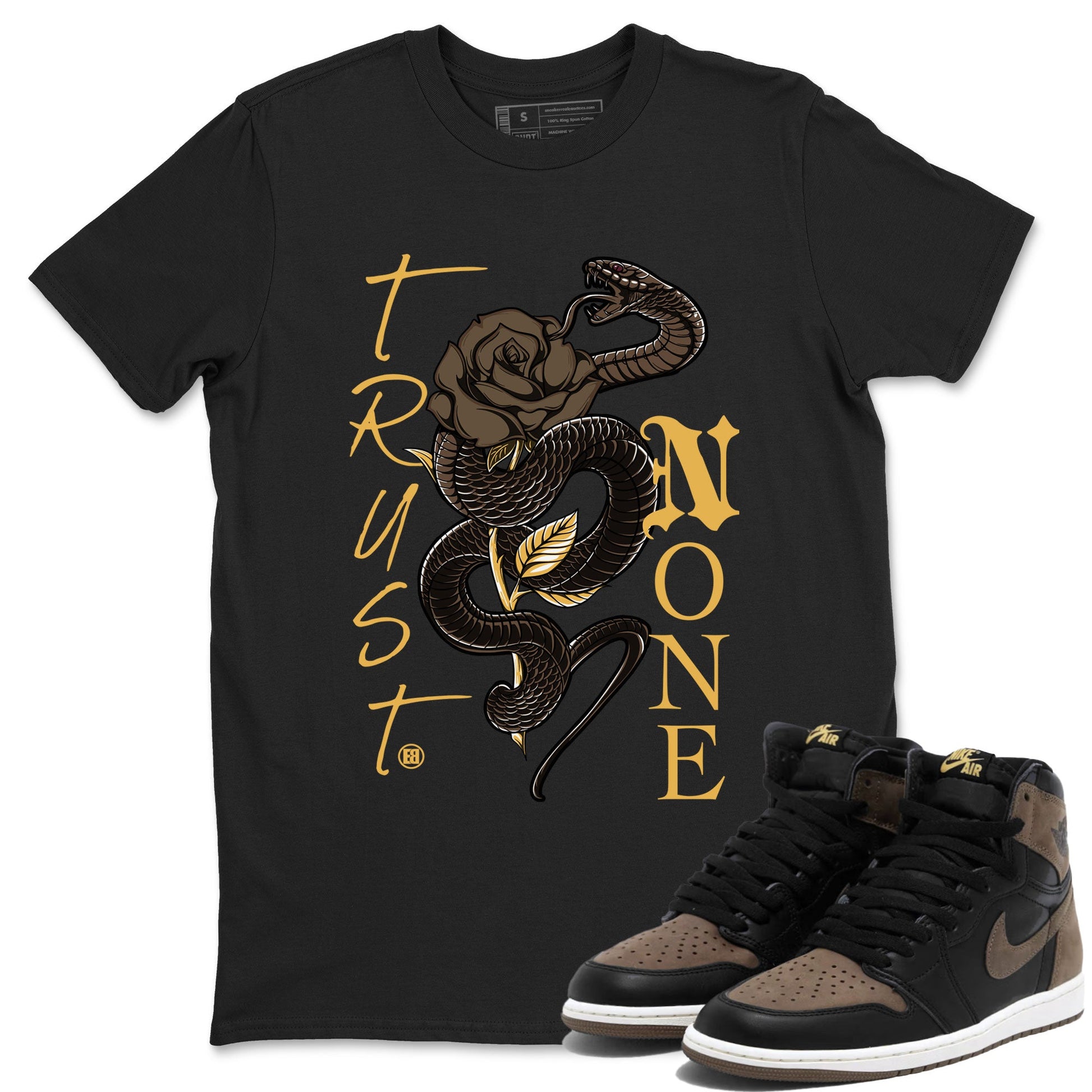 Air Jordan 1 Palomino shirt to match jordans Trust None sneaker tees Crew Neck Jordan 1 Retro High OG Palomino SNRT Sneaker Release Tees Unisex Casual Shirts Black 1 T-Shirt