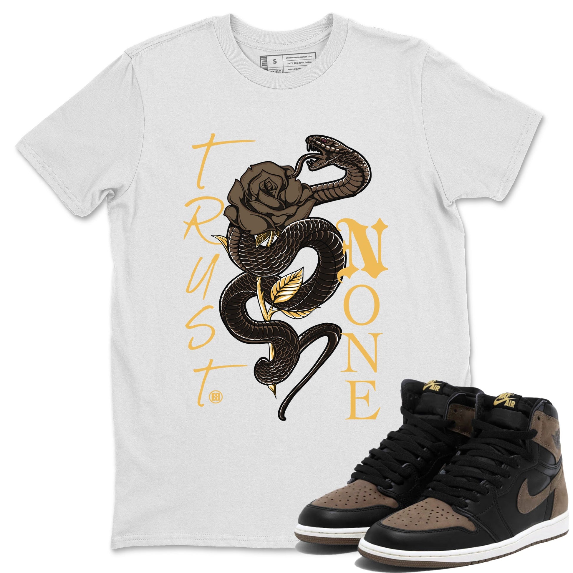 Air Jordan 1 Palomino shirt to match jordans Trust None sneaker tees Crew Neck Jordan 1 Retro High OG Palomino SNRT Sneaker Release Tees Unisex Casual Shirts White 1 T-Shirt
