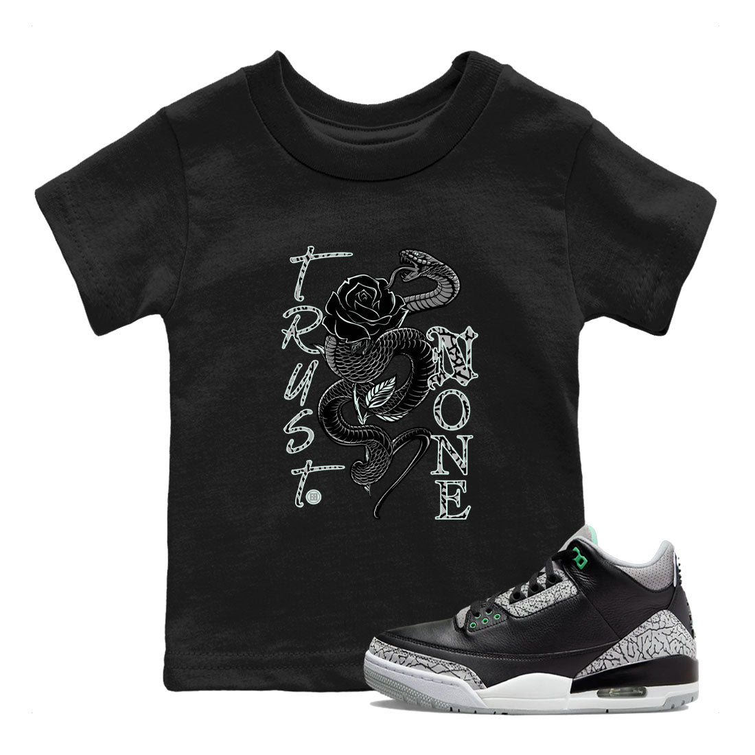 3s Green Glow shirt to match jordans Trust None sneaker tees Air Jordan 3 Green Glow SNRT sneaker release tees baby toddler Black 1 cotton Shirt