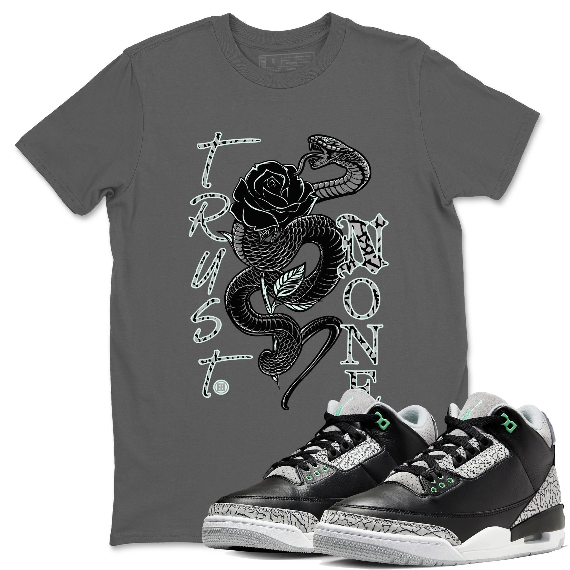 3s Green Glow shirt to match jordans Trust None sneaker tees Air Jordan 3 Green Glow SNRT Sneaker Release Tees unisex cotton Cool Grey 1 crew neck shirt