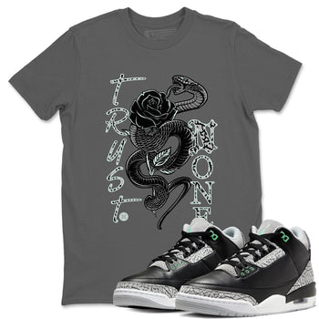 3s Green Glow shirt to match jordans Trust None sneaker tees Air Jordan 3 Green Glow SNRT Sneaker Release Tees unisex cotton Cool Grey 1 crew neck shirt